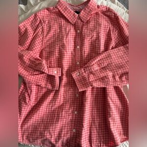 Lands End Flannel
Size 2X
Pink and Orange Plaid 
100% Cotton